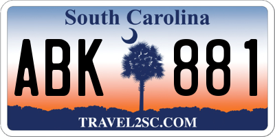 SC license plate ABK881