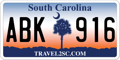 SC license plate ABK916