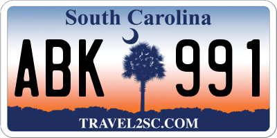 SC license plate ABK991