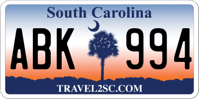 SC license plate ABK994