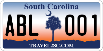SC license plate ABL001