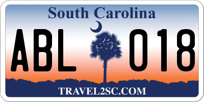 SC license plate ABL018