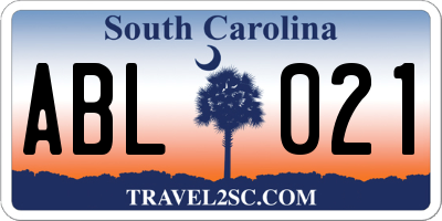 SC license plate ABL021