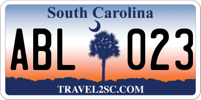 SC license plate ABL023