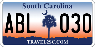 SC license plate ABL030