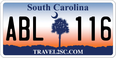 SC license plate ABL116
