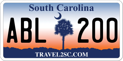 SC license plate ABL200