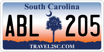 SC license plate ABL205
