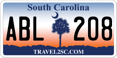 SC license plate ABL208