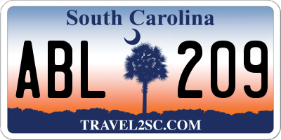 SC license plate ABL209