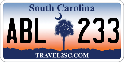 SC license plate ABL233