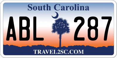 SC license plate ABL287