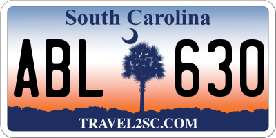 SC license plate ABL630