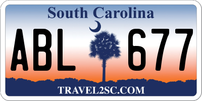 SC license plate ABL677