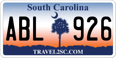 SC license plate ABL926