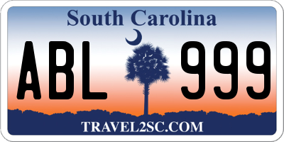 SC license plate ABL999