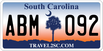 SC license plate ABM092