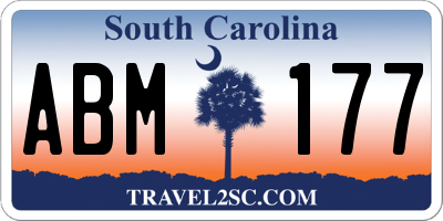 SC license plate ABM177
