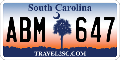 SC license plate ABM647