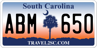 SC license plate ABM650