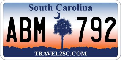 SC license plate ABM792