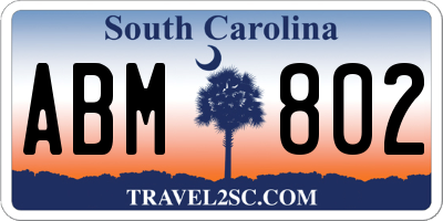 SC license plate ABM802