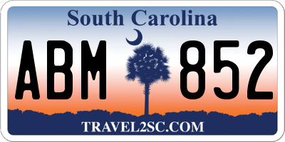 SC license plate ABM852