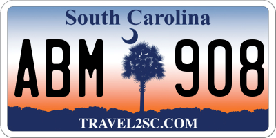 SC license plate ABM908
