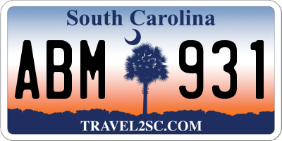 SC license plate ABM931