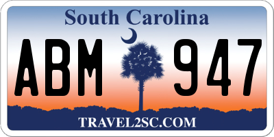 SC license plate ABM947