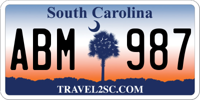 SC license plate ABM987