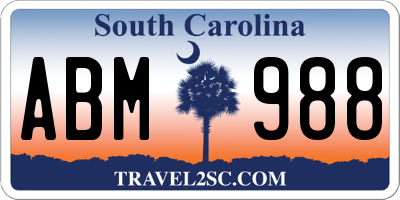 SC license plate ABM988