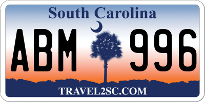 SC license plate ABM996