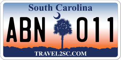 SC license plate ABN011