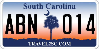 SC license plate ABN014