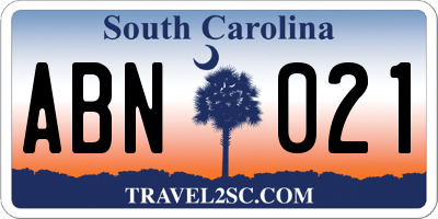 SC license plate ABN021