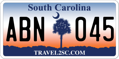 SC license plate ABN045