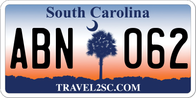 SC license plate ABN062