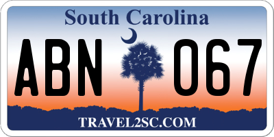 SC license plate ABN067