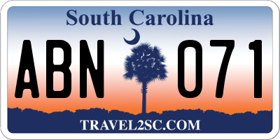 SC license plate ABN071