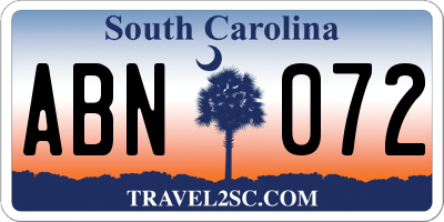 SC license plate ABN072