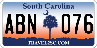 SC license plate ABN076