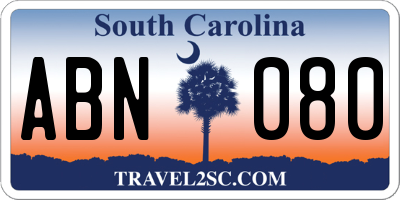 SC license plate ABN080