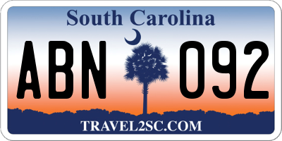 SC license plate ABN092