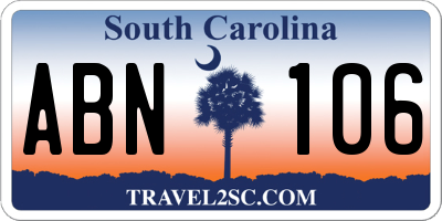 SC license plate ABN106