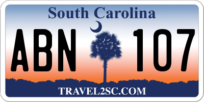 SC license plate ABN107