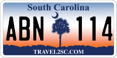 SC license plate ABN114