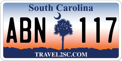 SC license plate ABN117