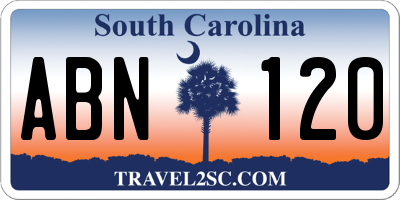 SC license plate ABN120