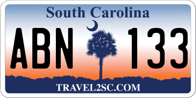 SC license plate ABN133